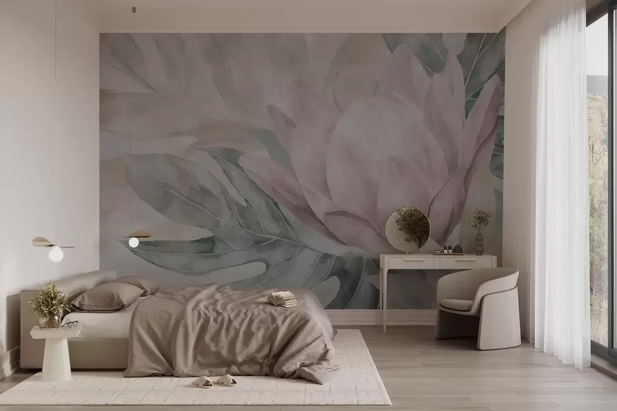 Fototapet Protea a tropické listy w09988