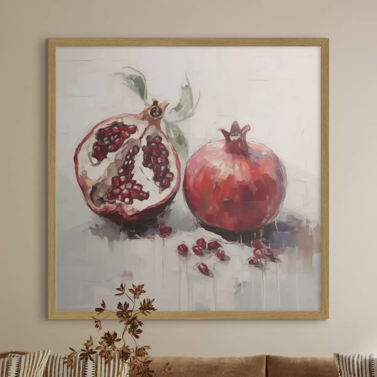 Poster Zralé granátové jablka, malba v imitaci f50981