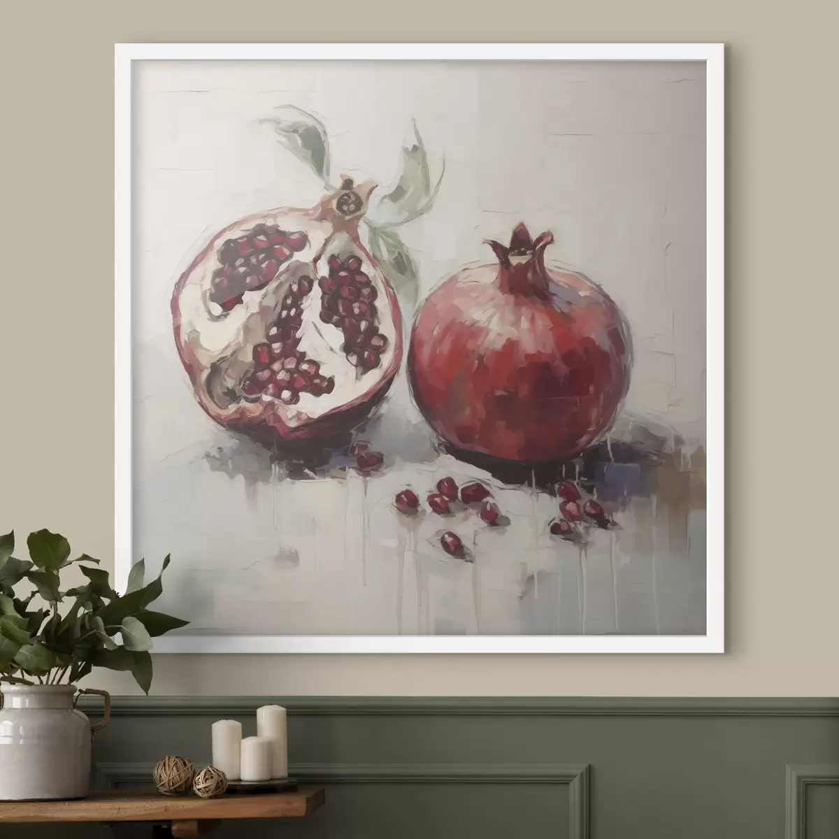 Poster Zralé granátové jablka, malba v imitaci f50981