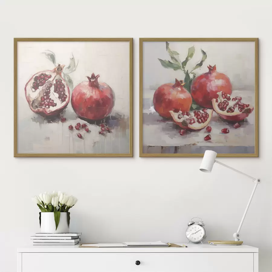 Fototapet Zralé granátové jablka, malba v imitaci d31060