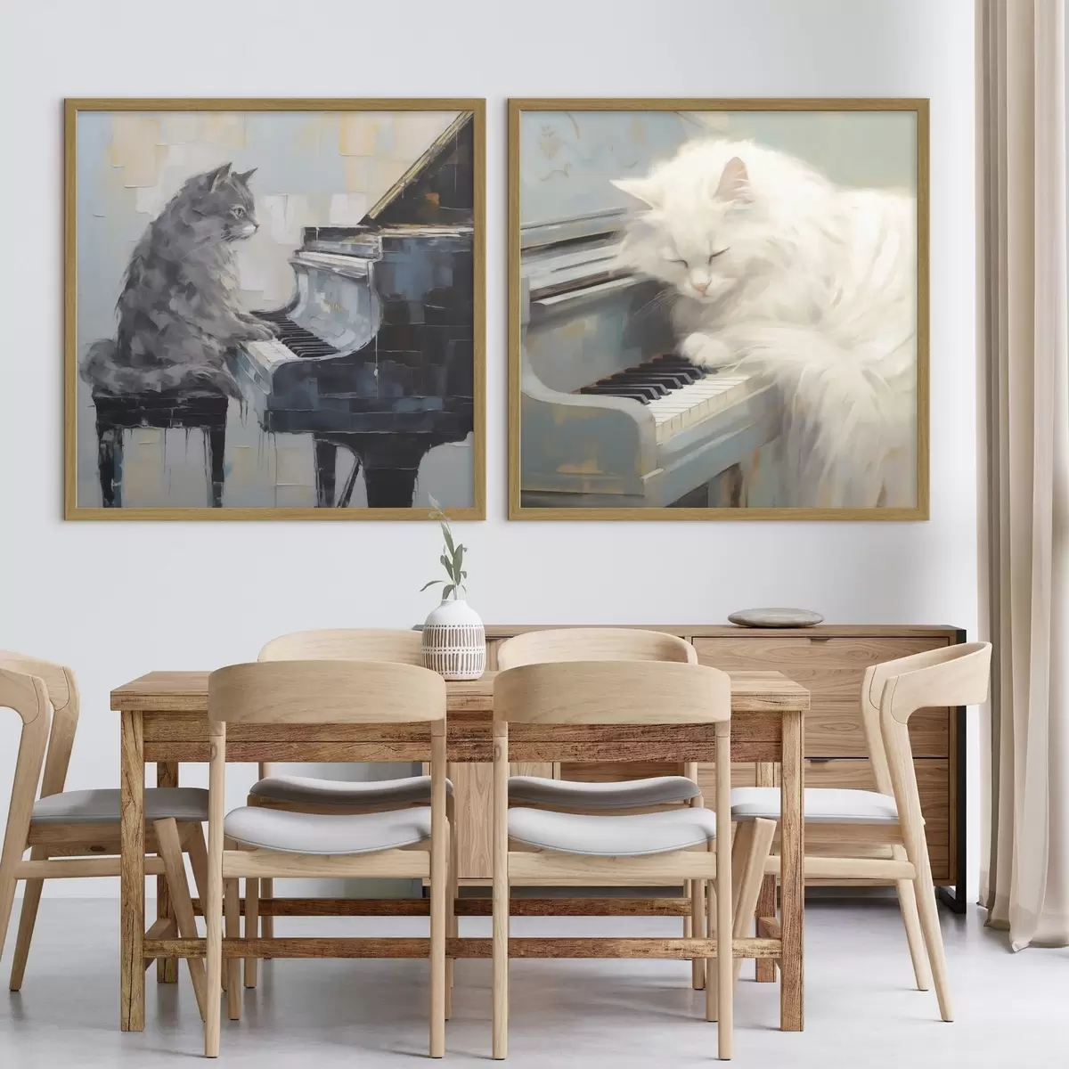 Poster Kočka a klavír, imitace malby d31064