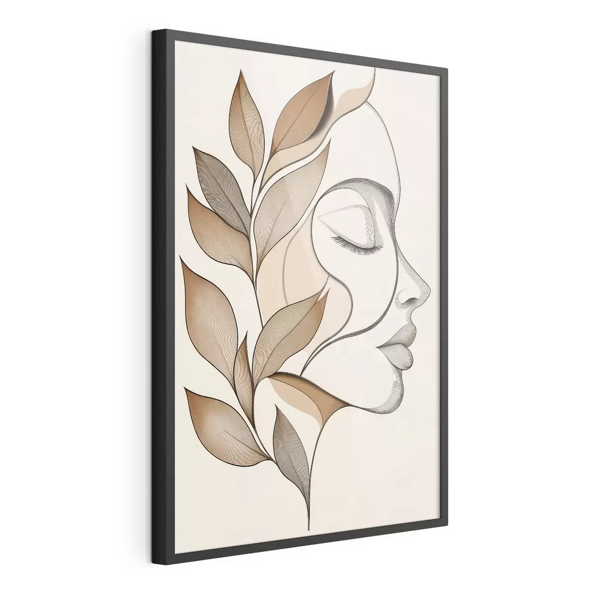 Poster Profil ženy s listy f50997