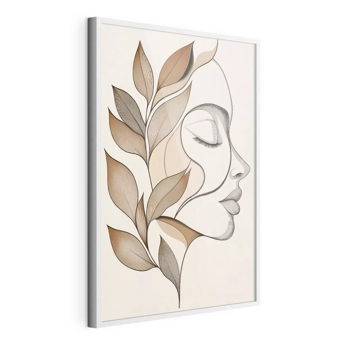 Poster Profil ženy s listy f50997