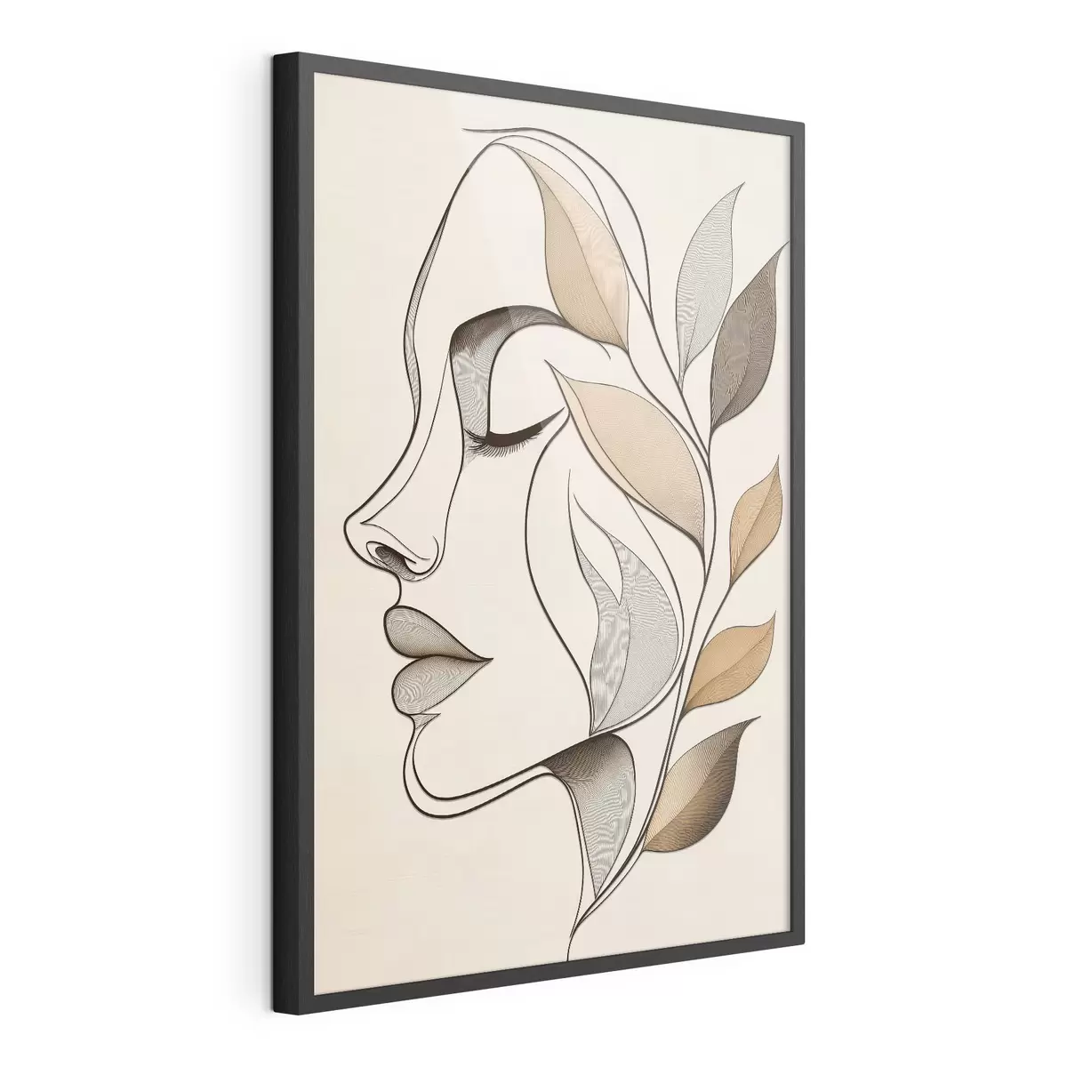 Poster Profil ženy s listy f50998