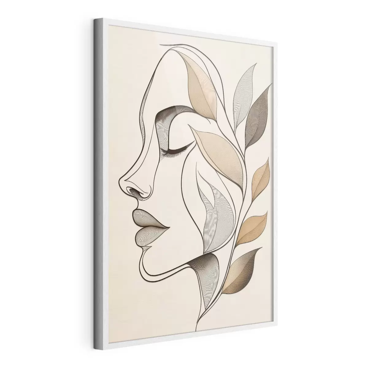Poster Profil ženy s listy f50998