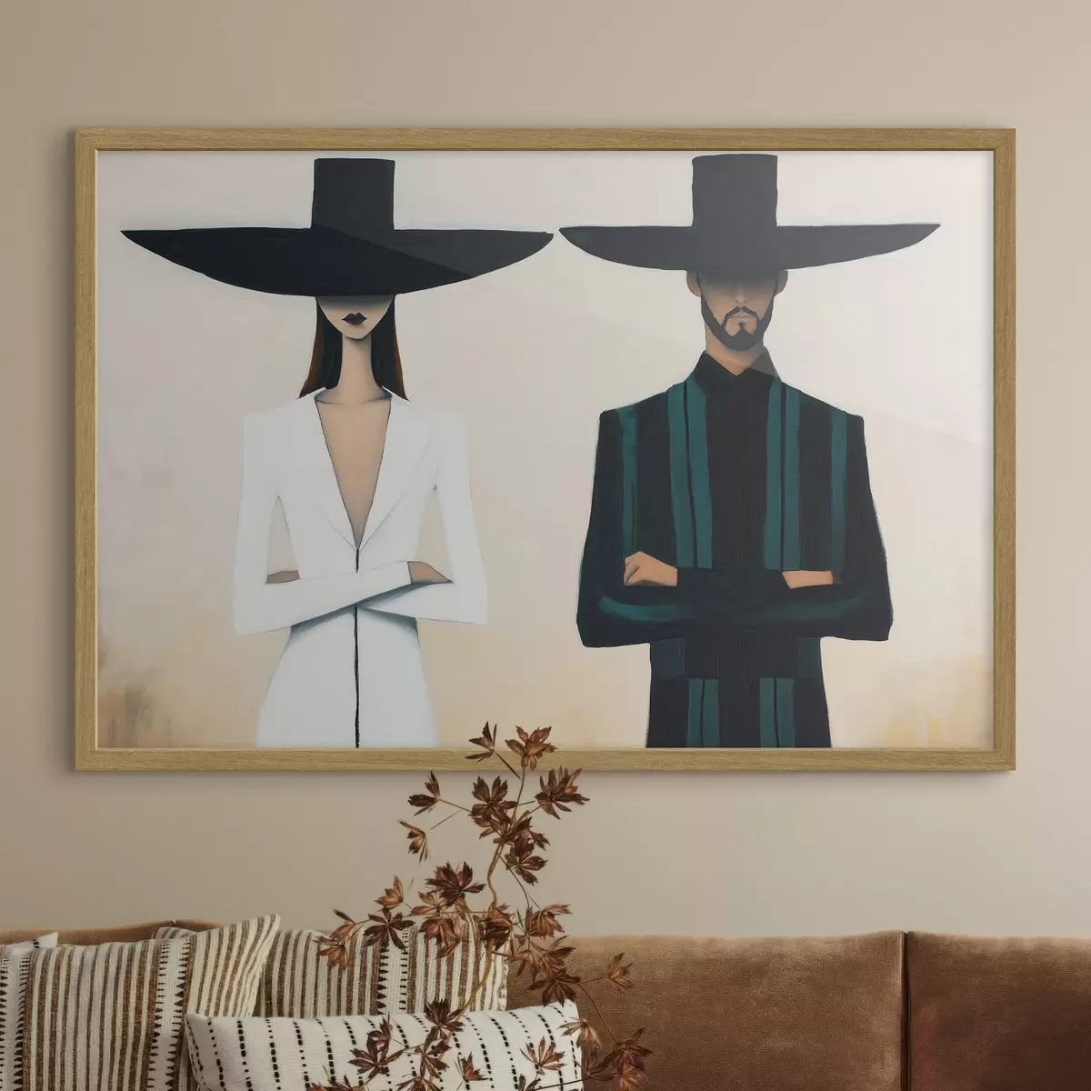 Poster Pár v kloboucích se širokou krempou f51003