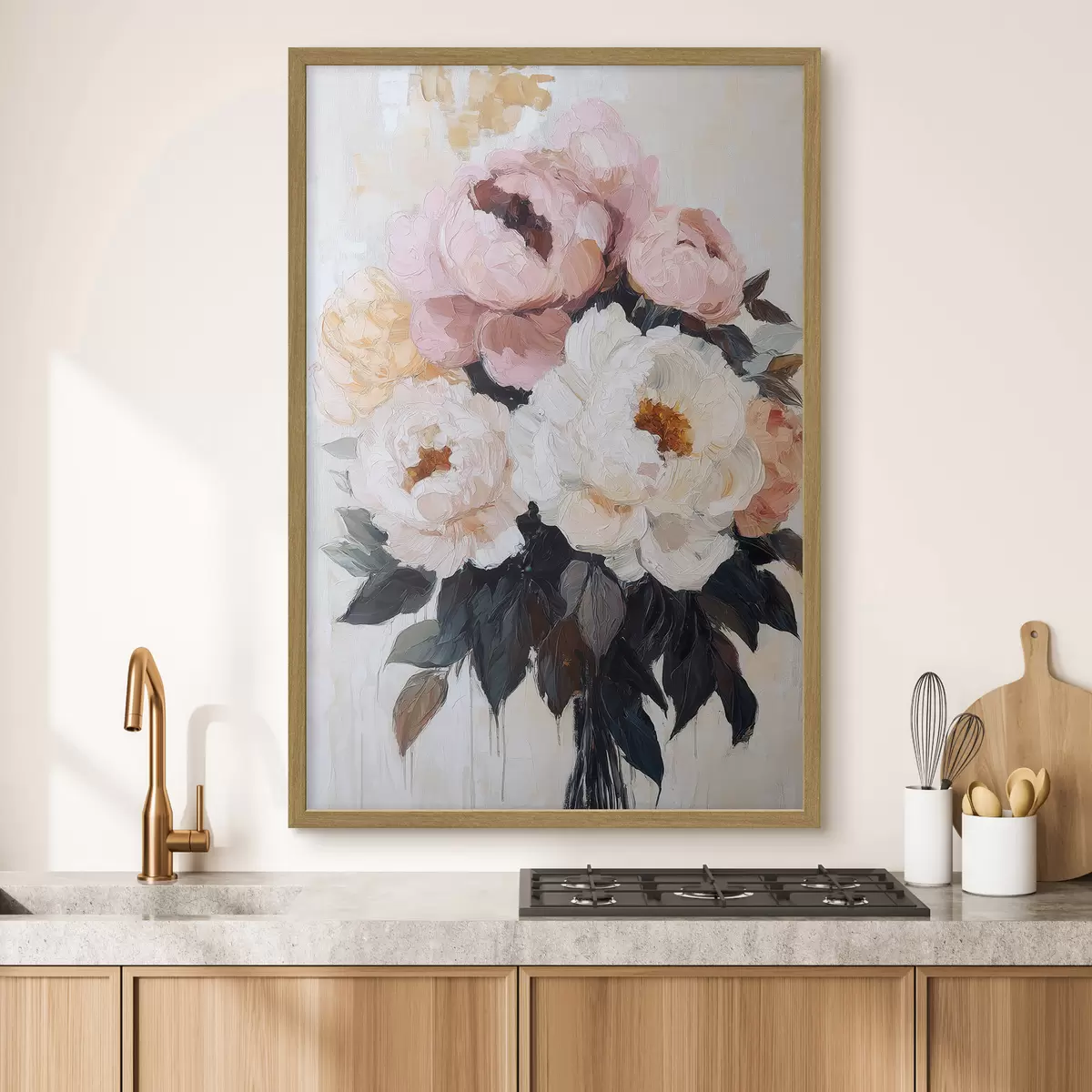 Poster Kytice růžových a bílých pivoňek f51008