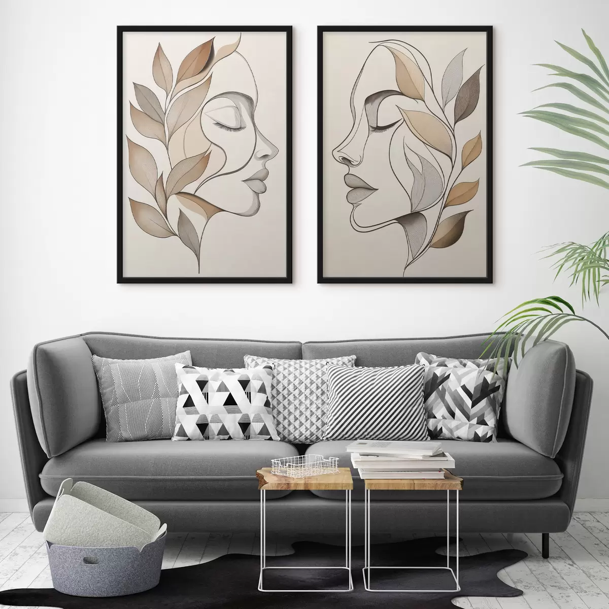 Poster Ženské siluety s listy d31067