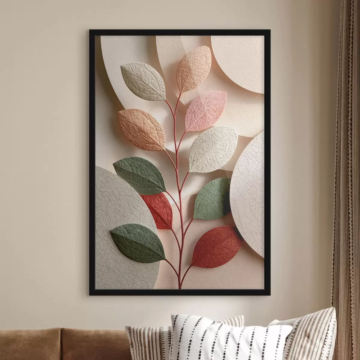 Poster Botanická větev s geometrickými tvary f50863