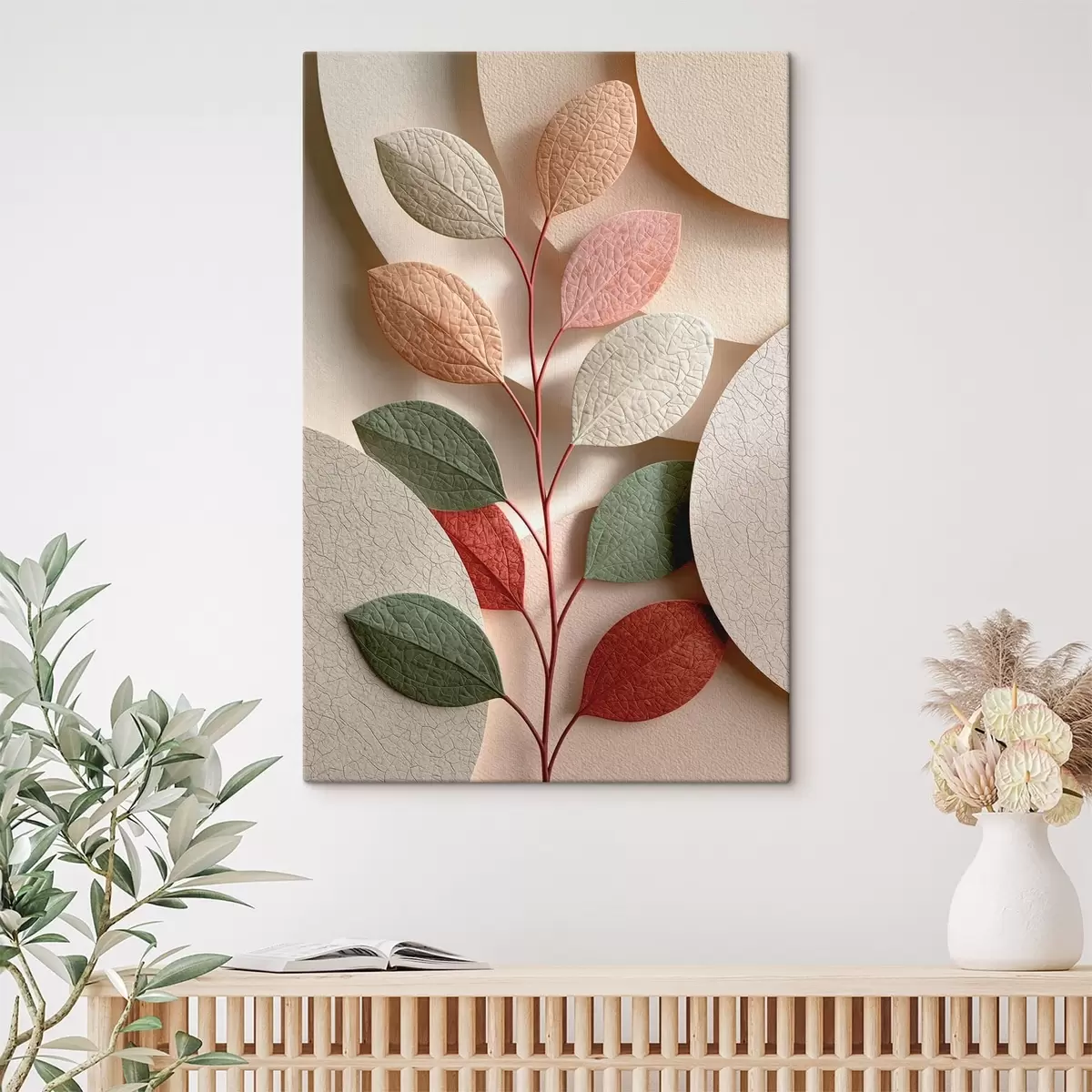 Obraz Botanická větev s geometrickými tvary Č. s50863