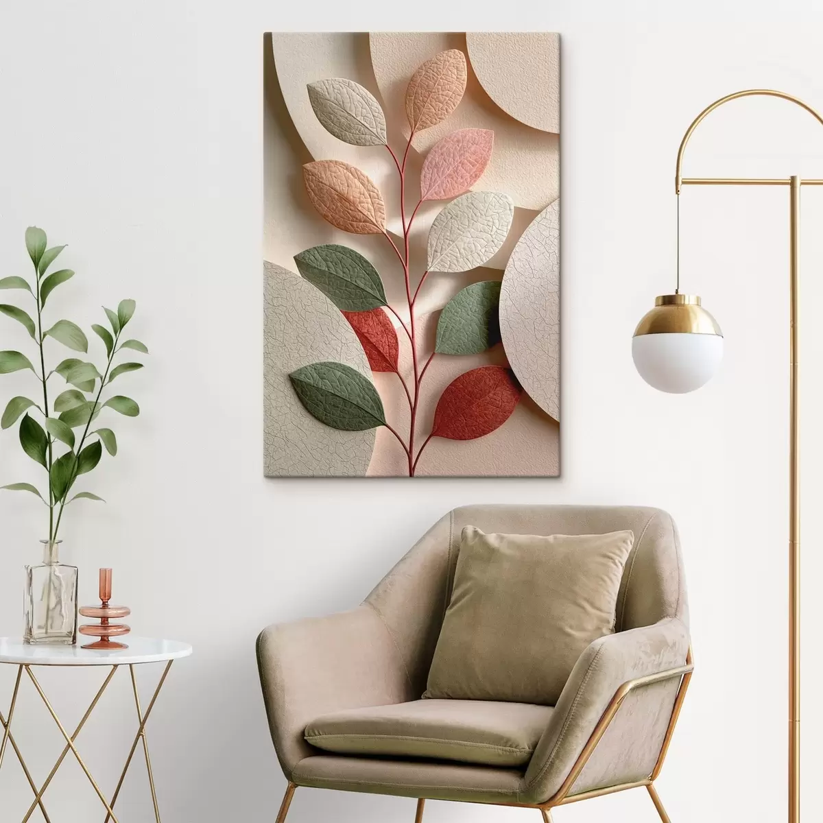 Obraz Botanická větev s geometrickými tvary Č. s50863