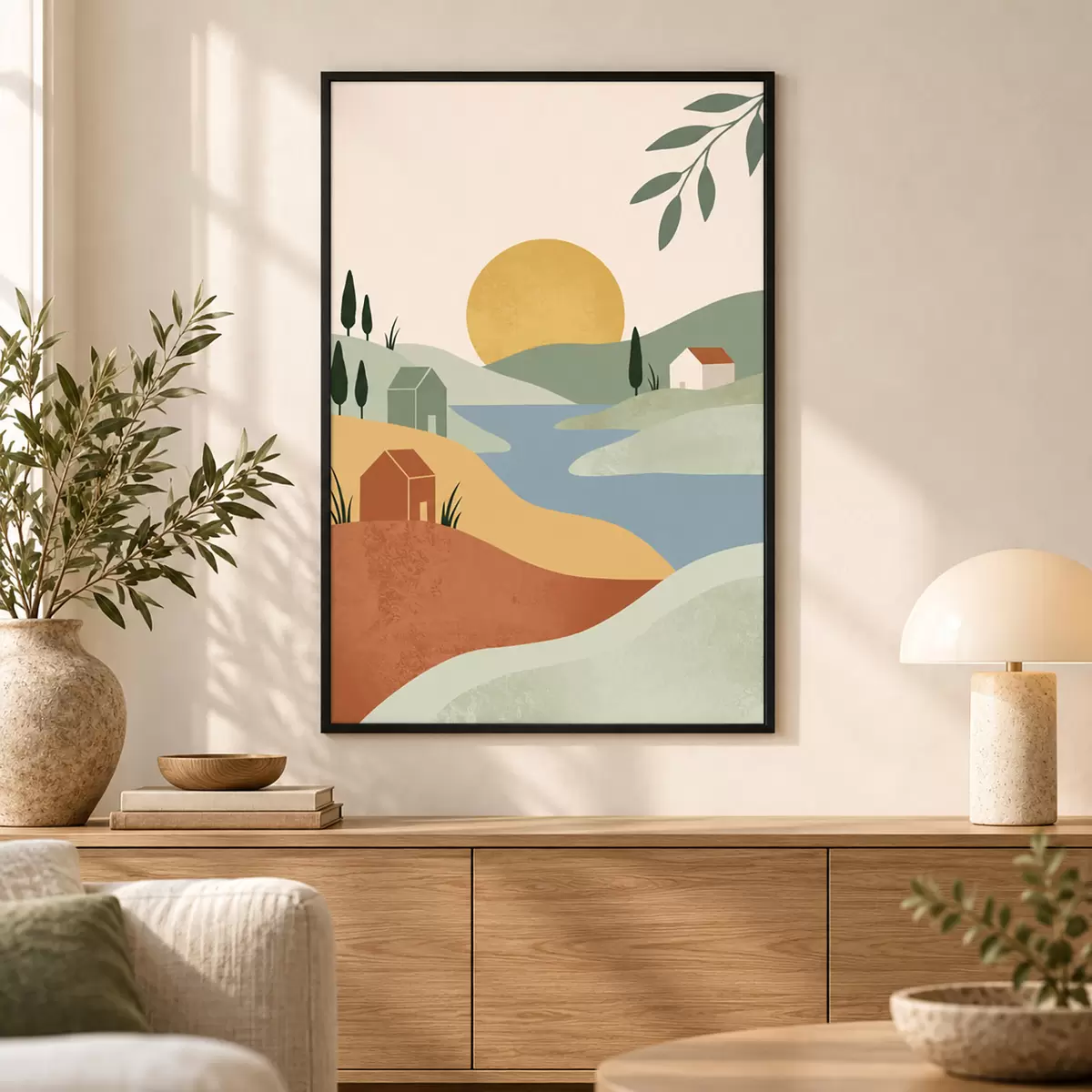 Poster Klidná krajina v jemných barvách f50729