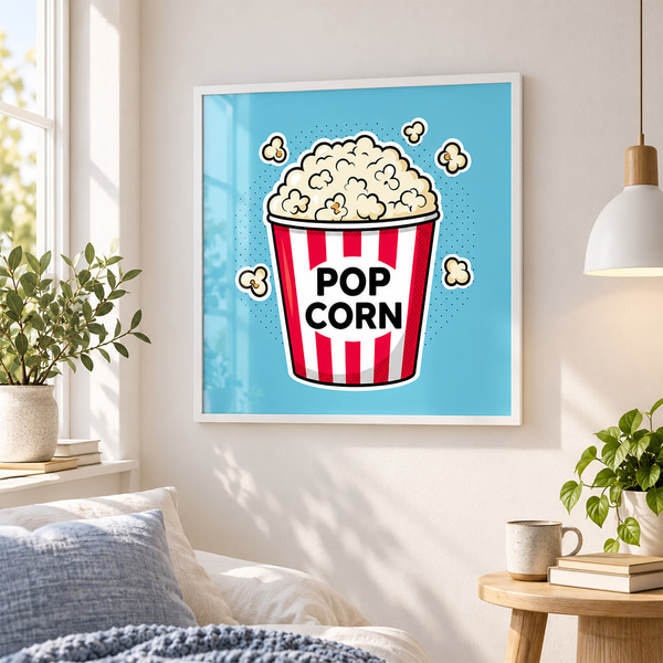 Plakát Čas na svačinu s lahodným popcornem, Postery jídlo a nápoje, f50791wh : Uwalls