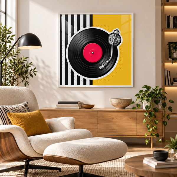 Plakát Stylový gramofon v zářivých barvách, Postery hudba, f50789wh : Uwalls