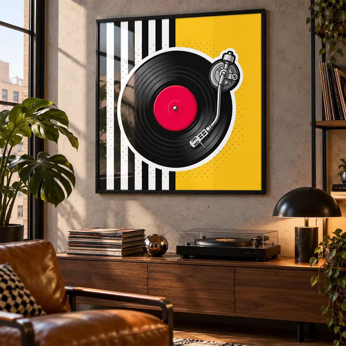 Poster Stylový gramofon v zářivých barvách f50789