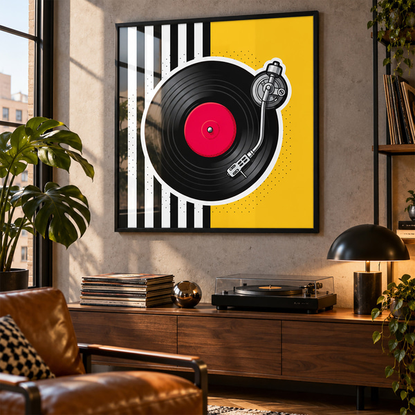 Plakát Stylový gramofon v zářivých barvách, Postery hudba, f50789bk : Uwalls