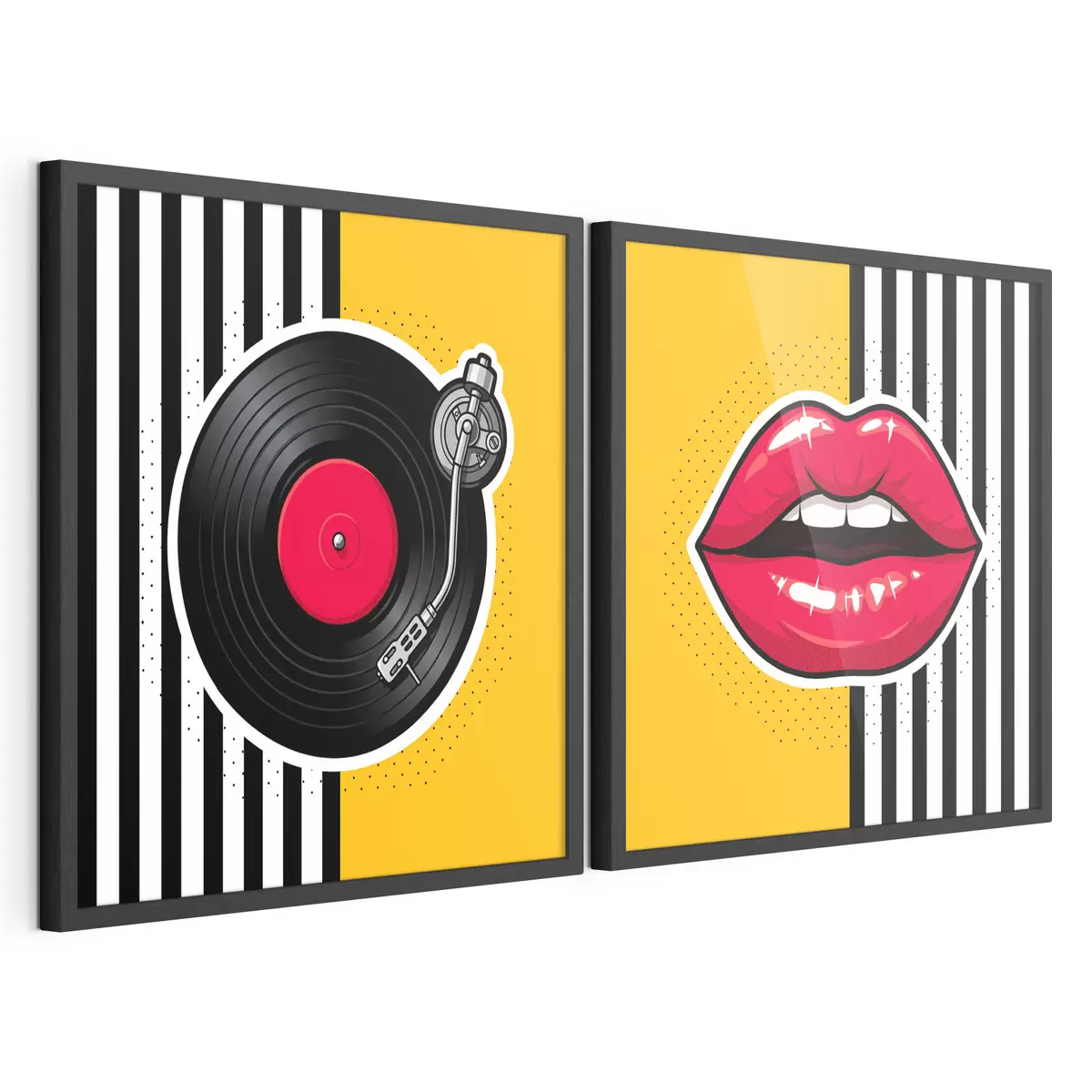 Poster Zářivé rty a retro gramofon d31075