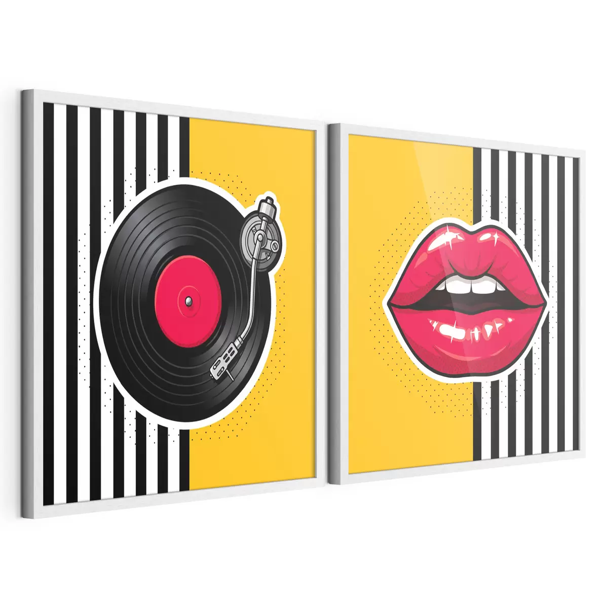 Poster Zářivé rty a retro gramofon d31075