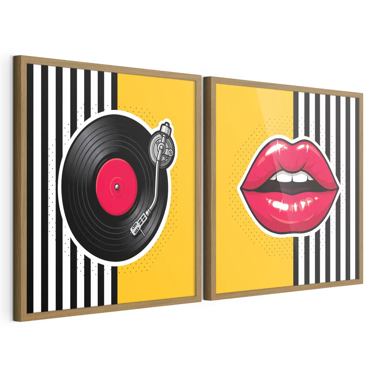 Poster Zářivé rty a retro gramofon d31075
