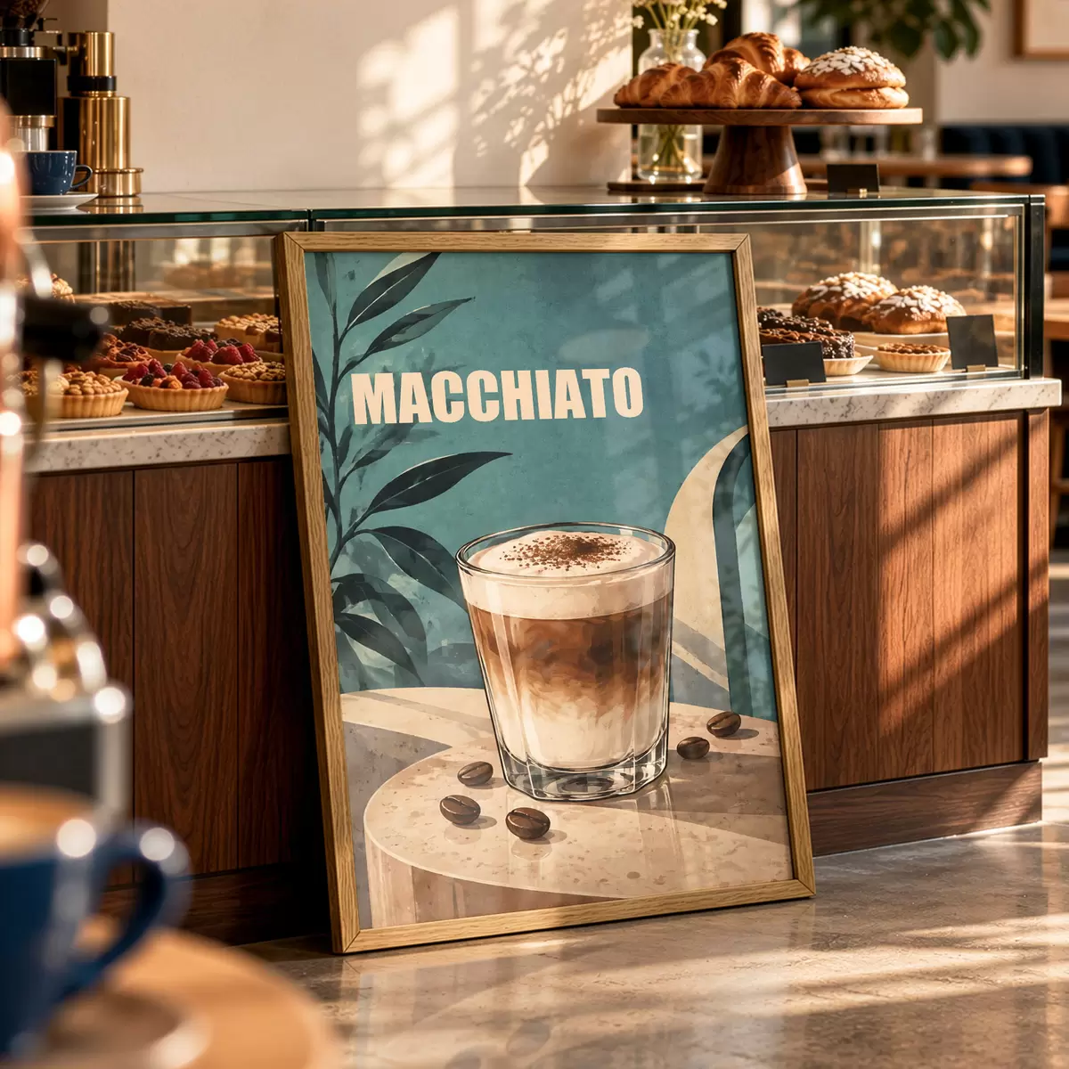 Poster Lahodné macchiato ve sklenici f50875