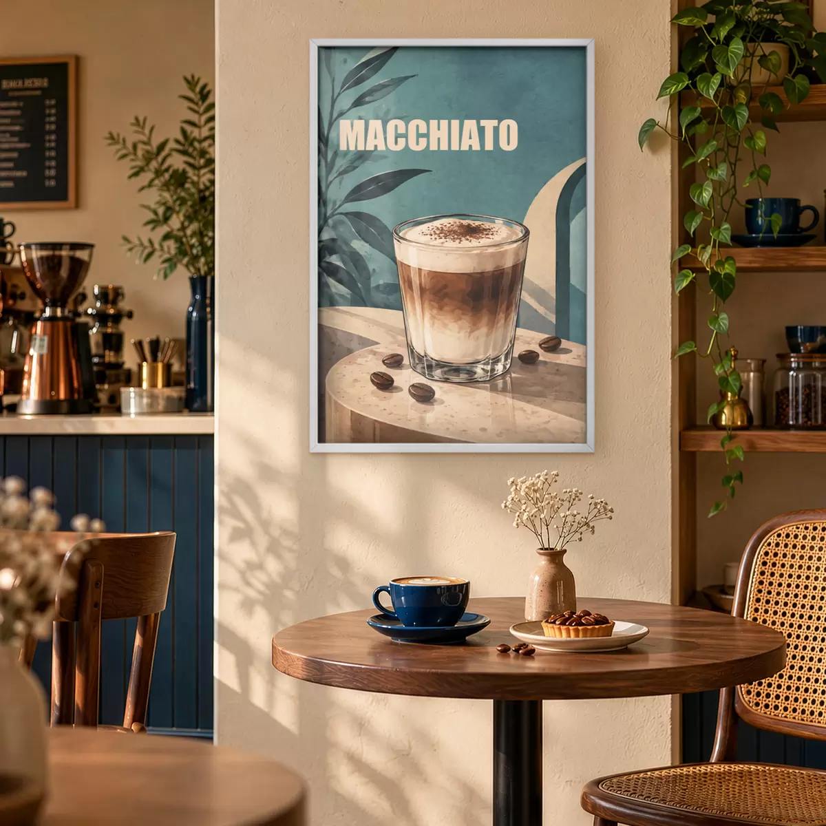 Poster Lahodné macchiato ve sklenici f50875