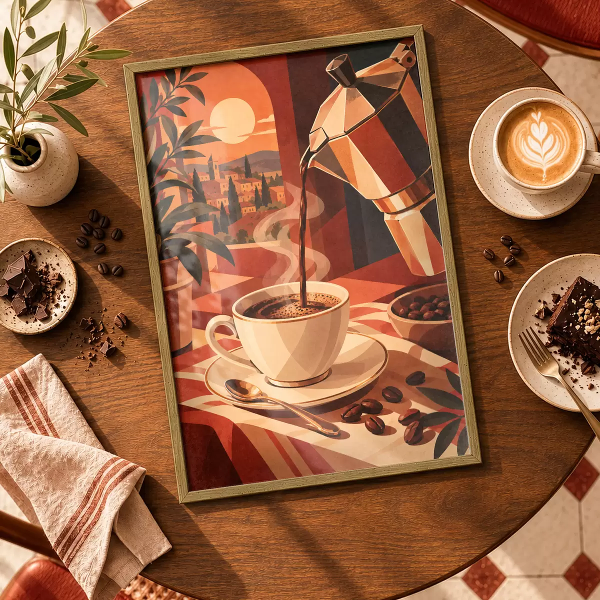 Poster Ranní káva s krásným výhledem f50877
