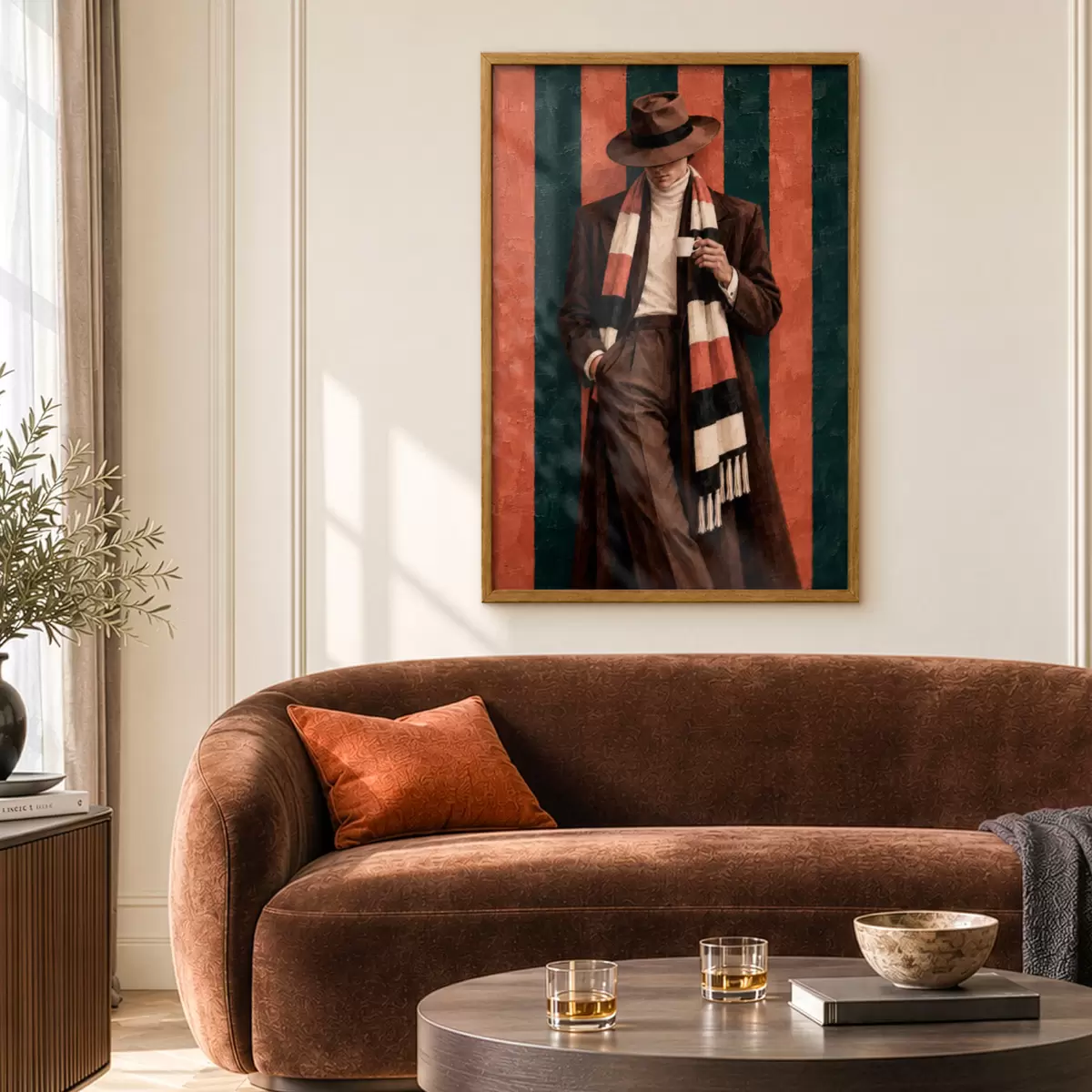 Poster Elegantní postava s šálkem v ruce f50884