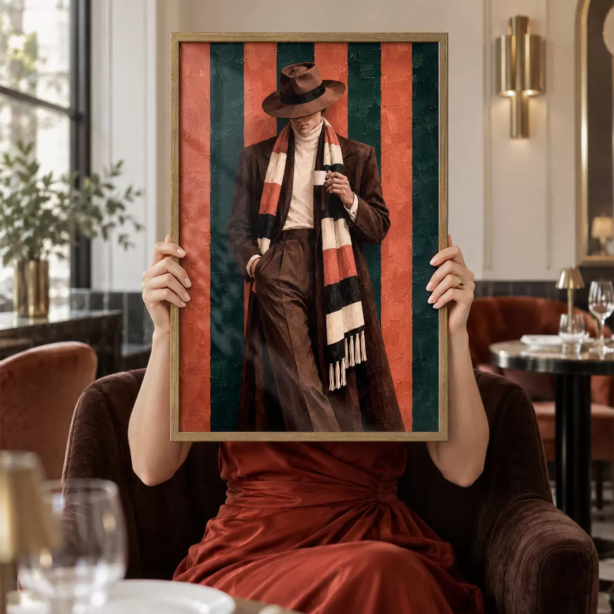 Poster Elegantní postava s šálkem v ruce f50884