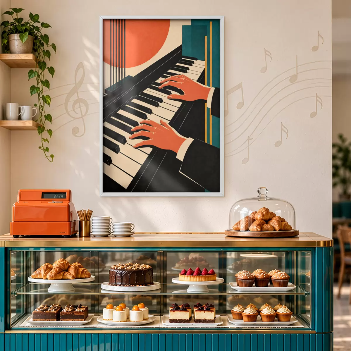 Poster Hraní melodií na klávesách klavíru f50922