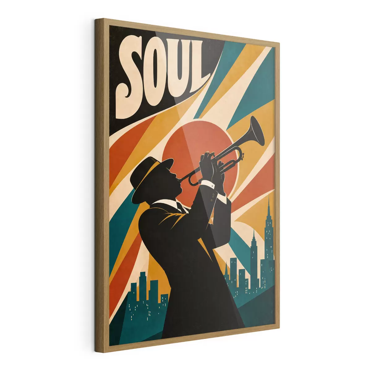 Poster Jazz se rozléhá nad panoramatem města f50925