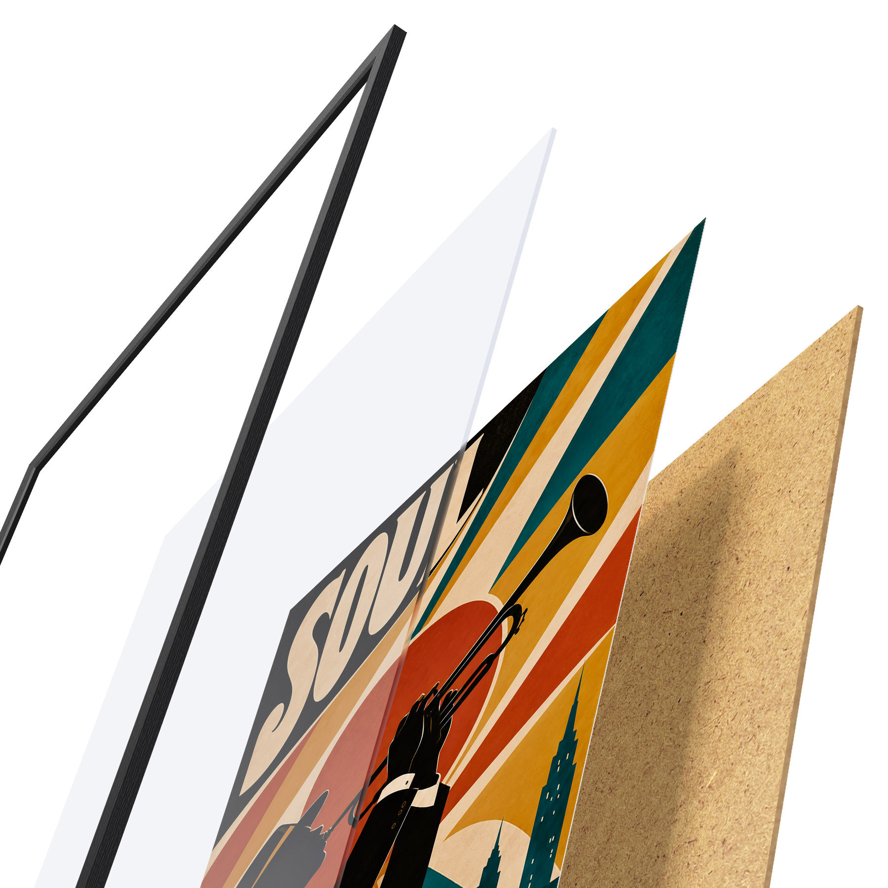 Poster Jazz se rozléhá nad panoramatem města f50925