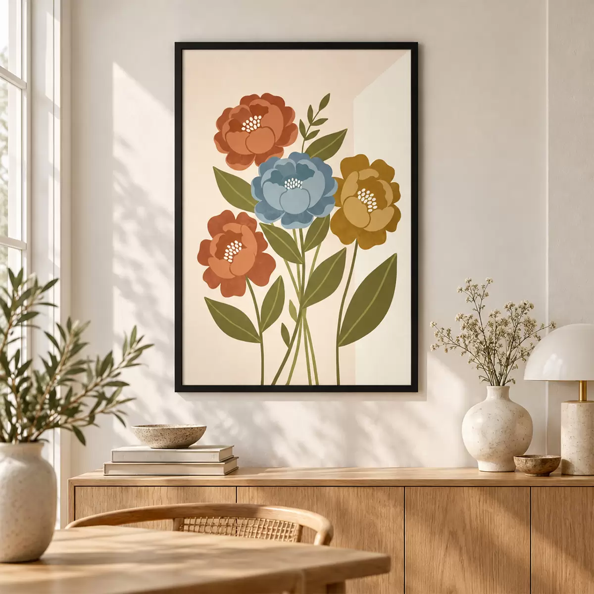 Poster Okouzlující kytice ilustrovaných květin f50730