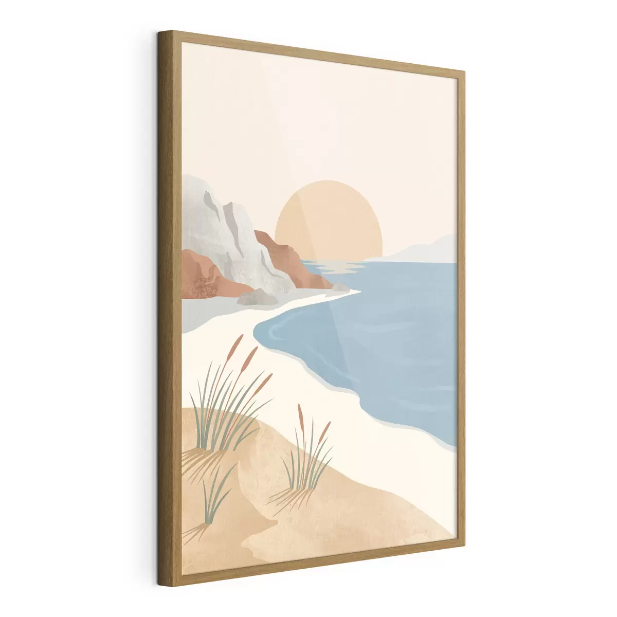 Poster Klidná pláž při západu slunce – klid a pohoda f50731