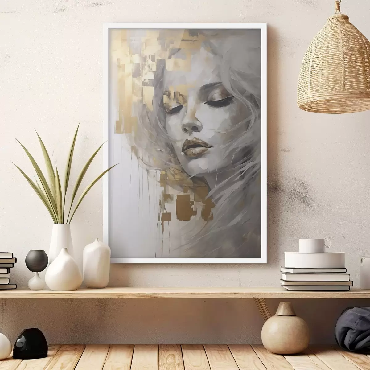 Poster Abstraktní portrét mladé ženy, napodobující malbu f51130