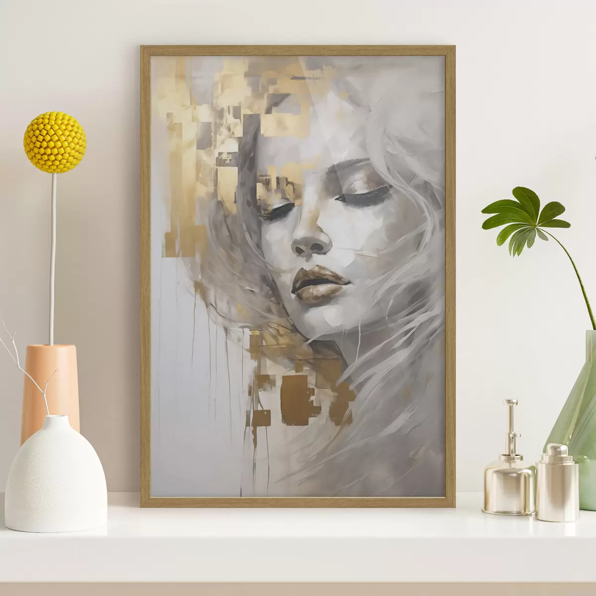 Poster Abstraktní portrét mladé ženy, napodobující malbu f51130