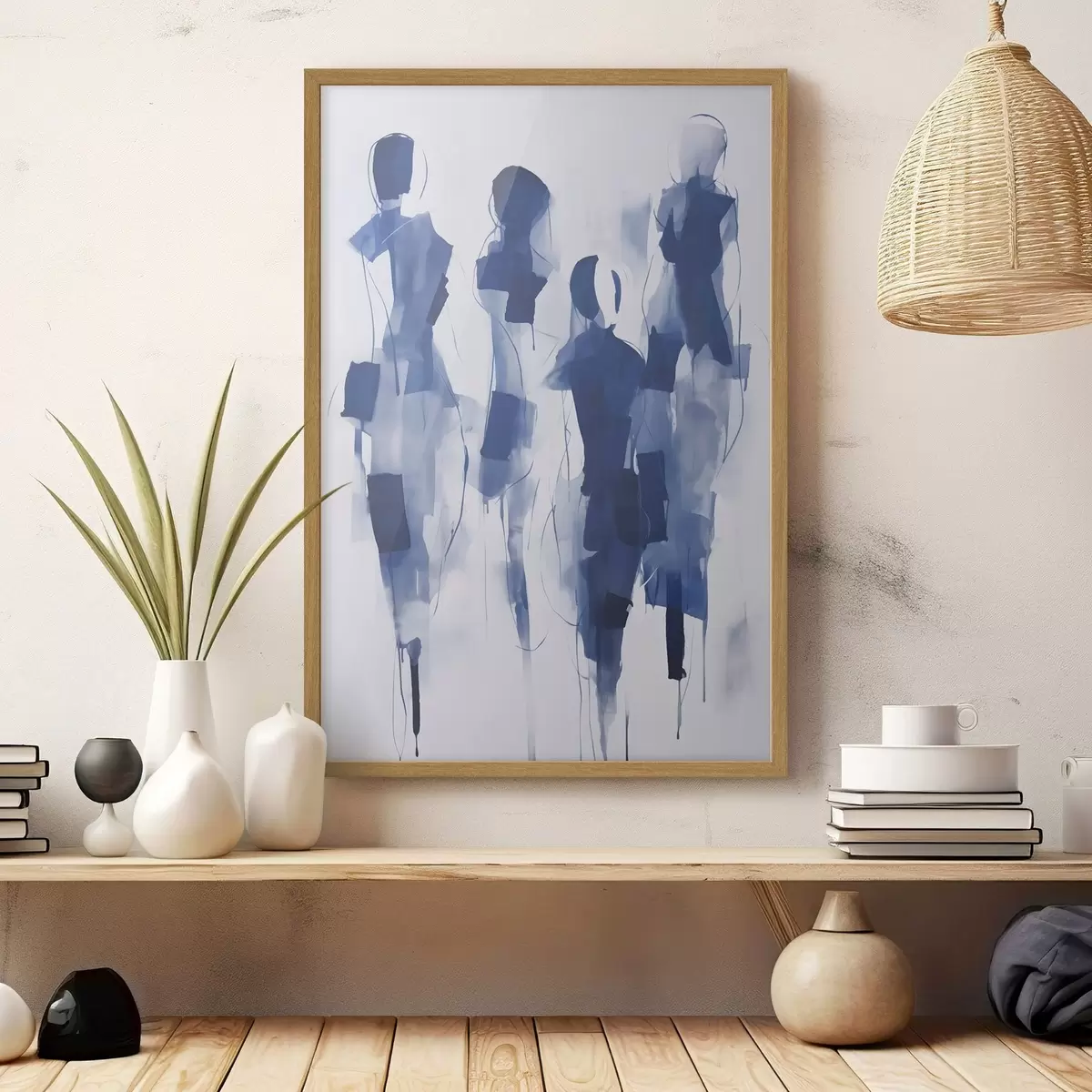 Poster Abstraktní siluety, imitace malby f51131