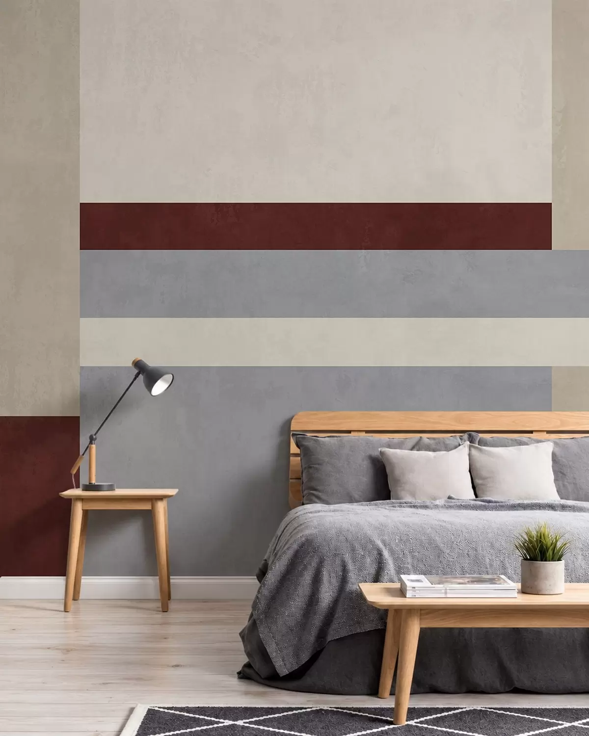 Fototapet Abstraktní geometrie s bloky v barvách vínové, šedé a béžové w05890v2