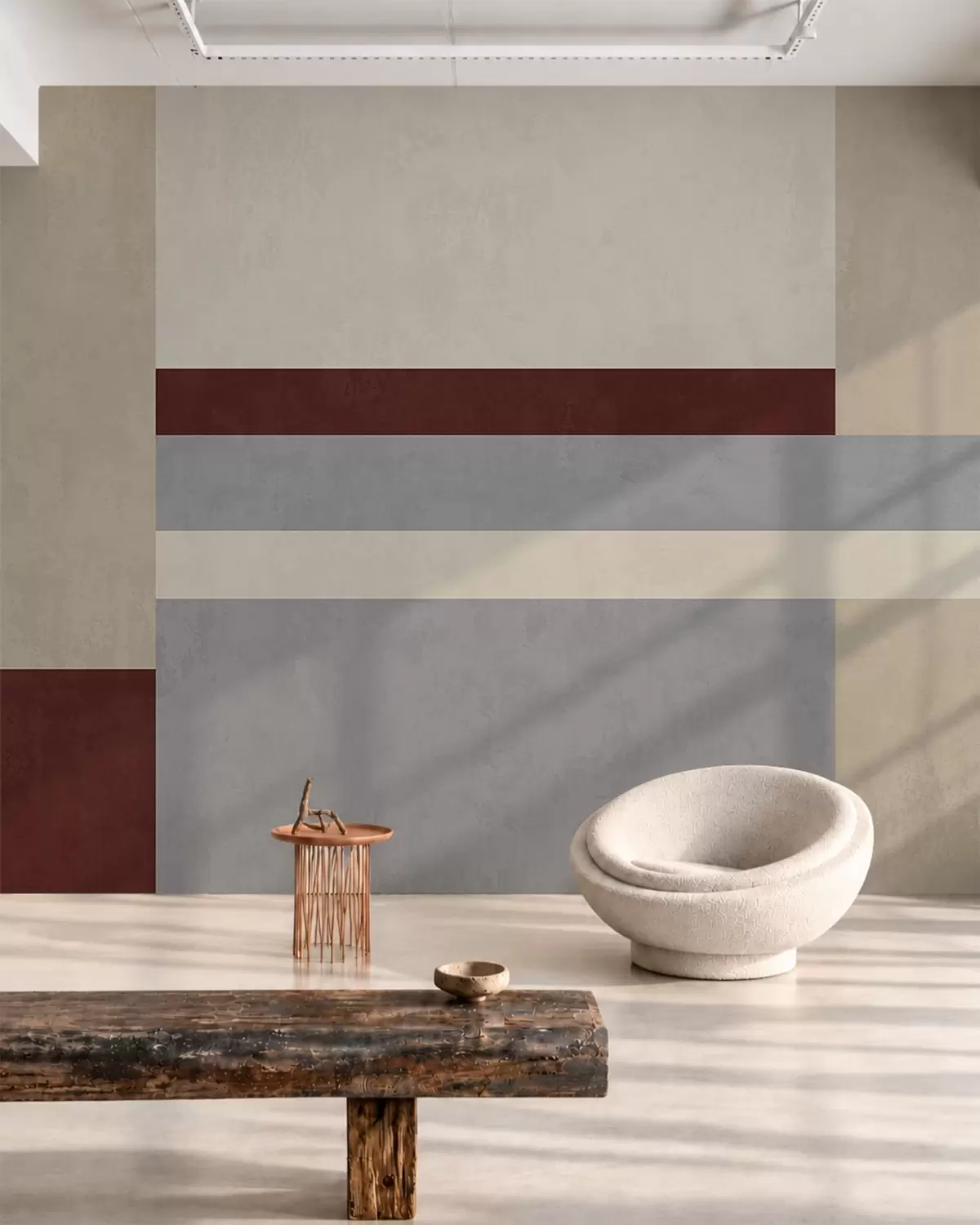 Fototapet Abstraktní geometrie s bloky v barvách vínové, šedé a béžové w05890v2