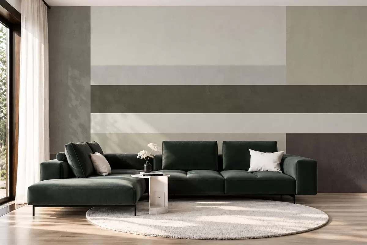 Fototapet Geometrická kompozice z olivových, šedých a béžových bloků w05890v3