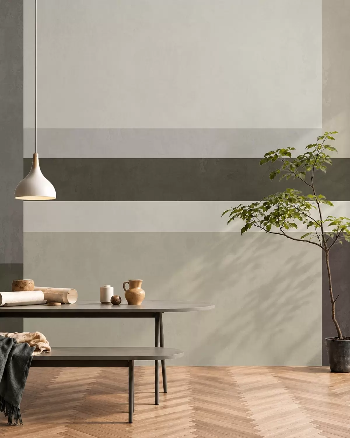 Fototapet Geometrická kompozice z olivových, šedých a béžových bloků w05890v3