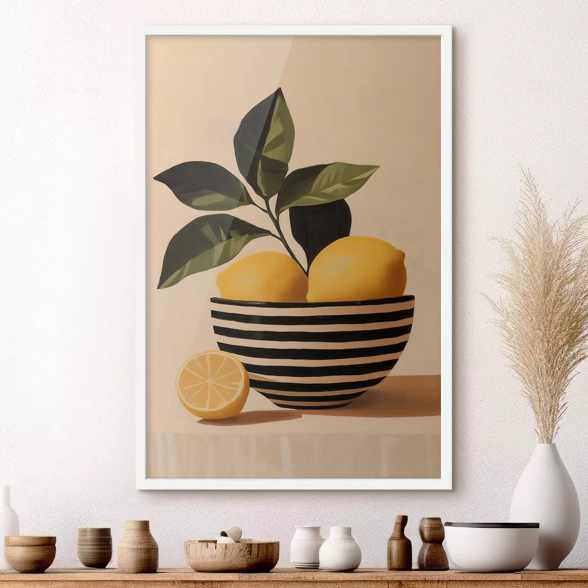 Poster Citrony v pruhované misce f51046