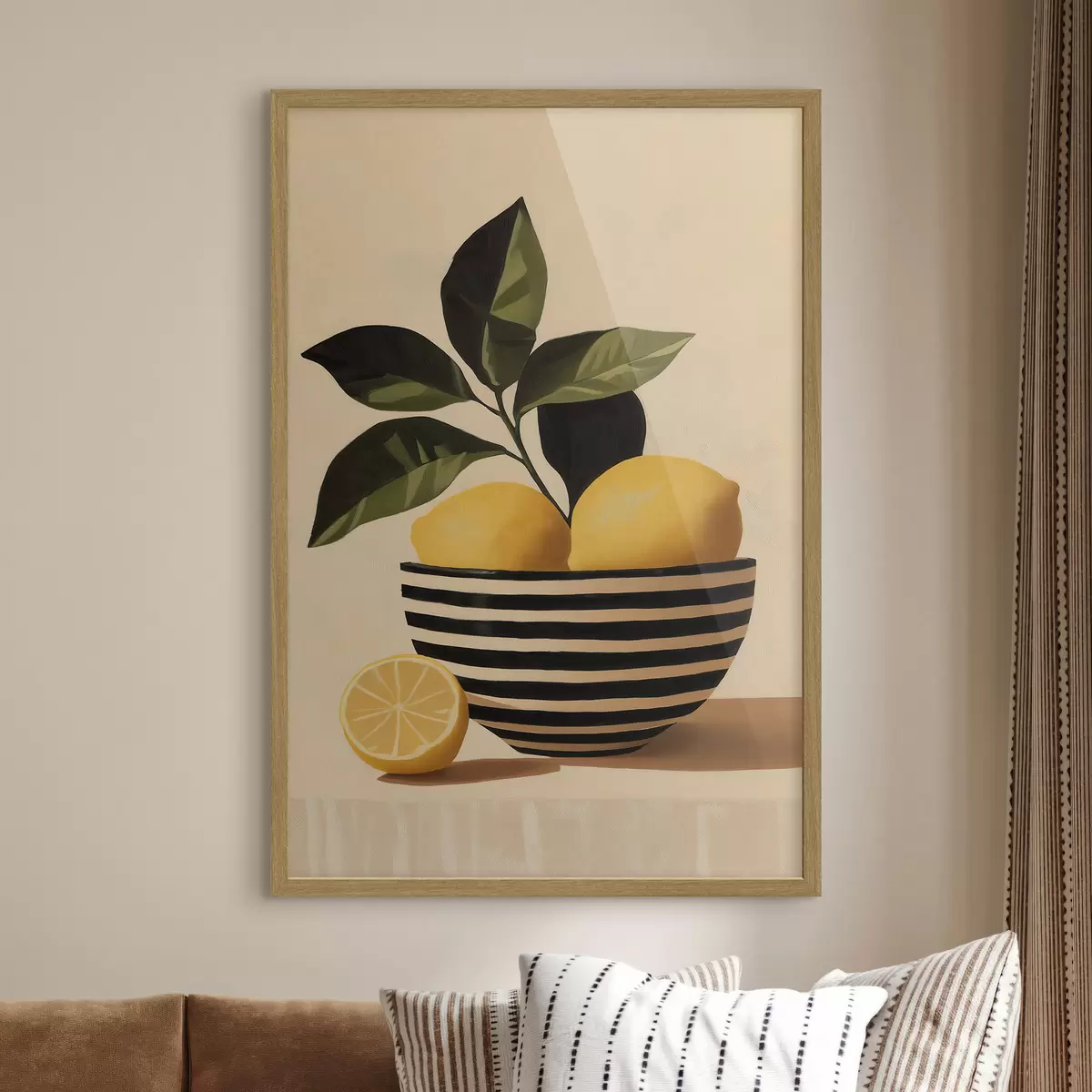 Poster Citrony v pruhované misce f51046