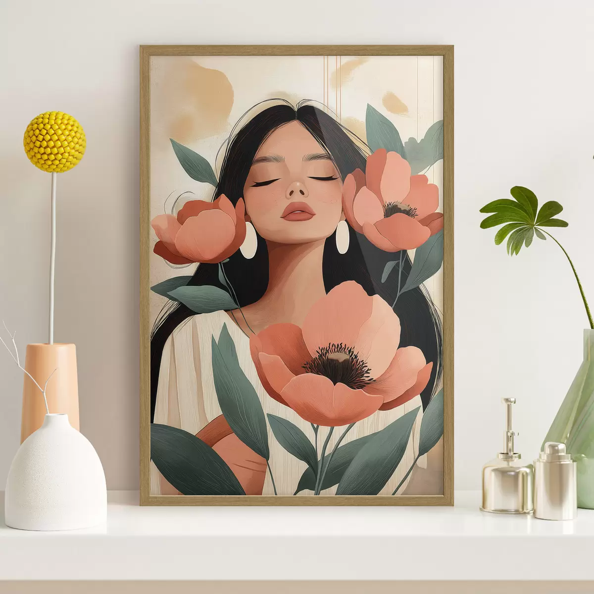 Poster Dívka s máky f51050