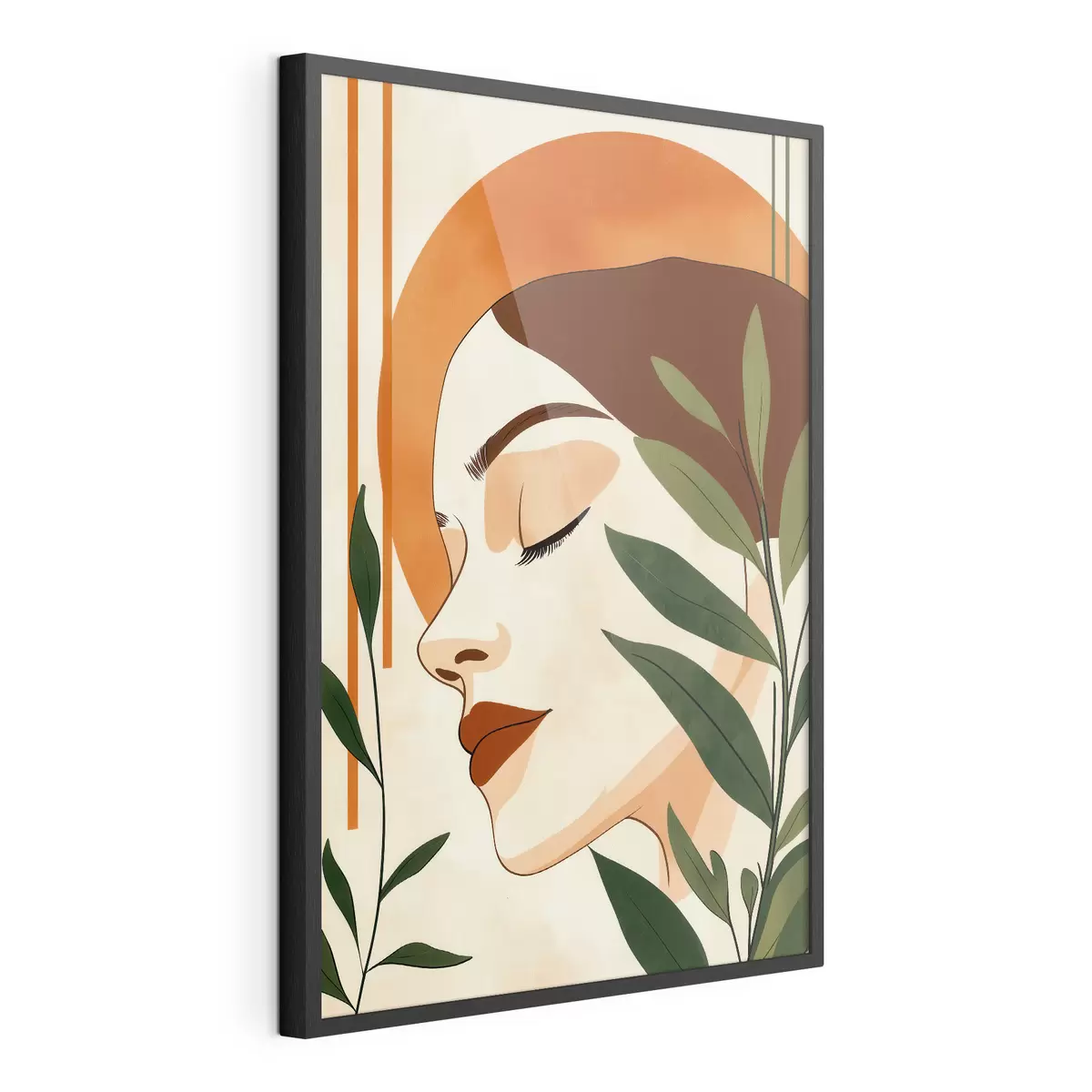 Poster Abstraktní vyobrazení dívky s listy f51053