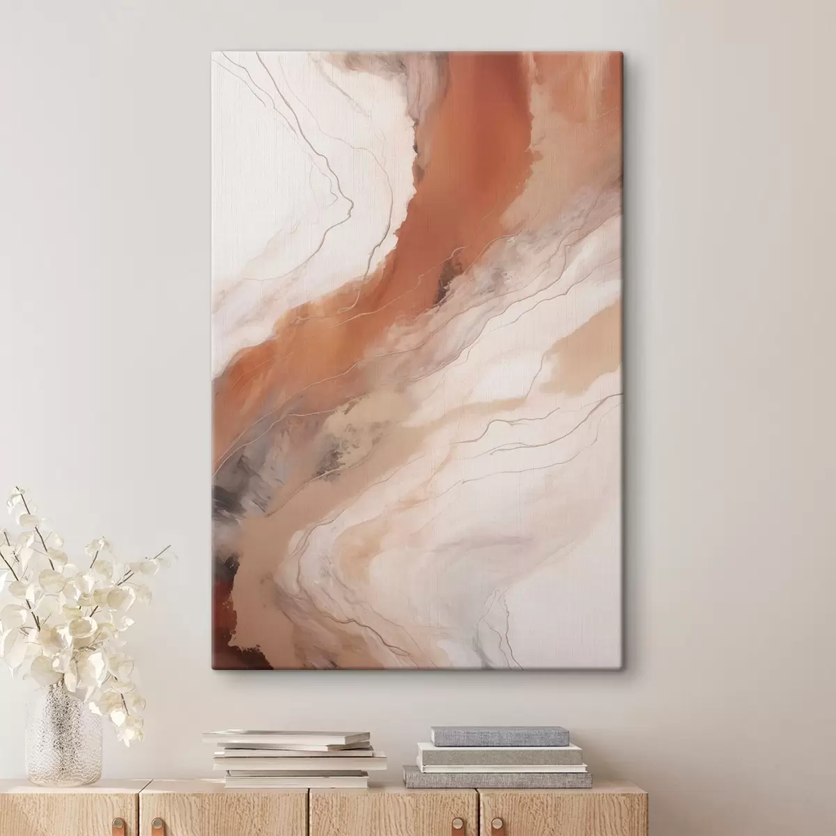 Obraz Teplé terakotové vlny ve stylu fluid art Č. s51085