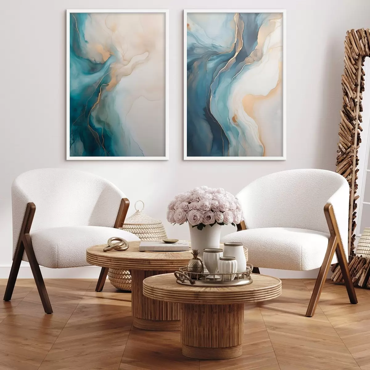 Poster Vlny z azurového a smaragdového mramoru d31088