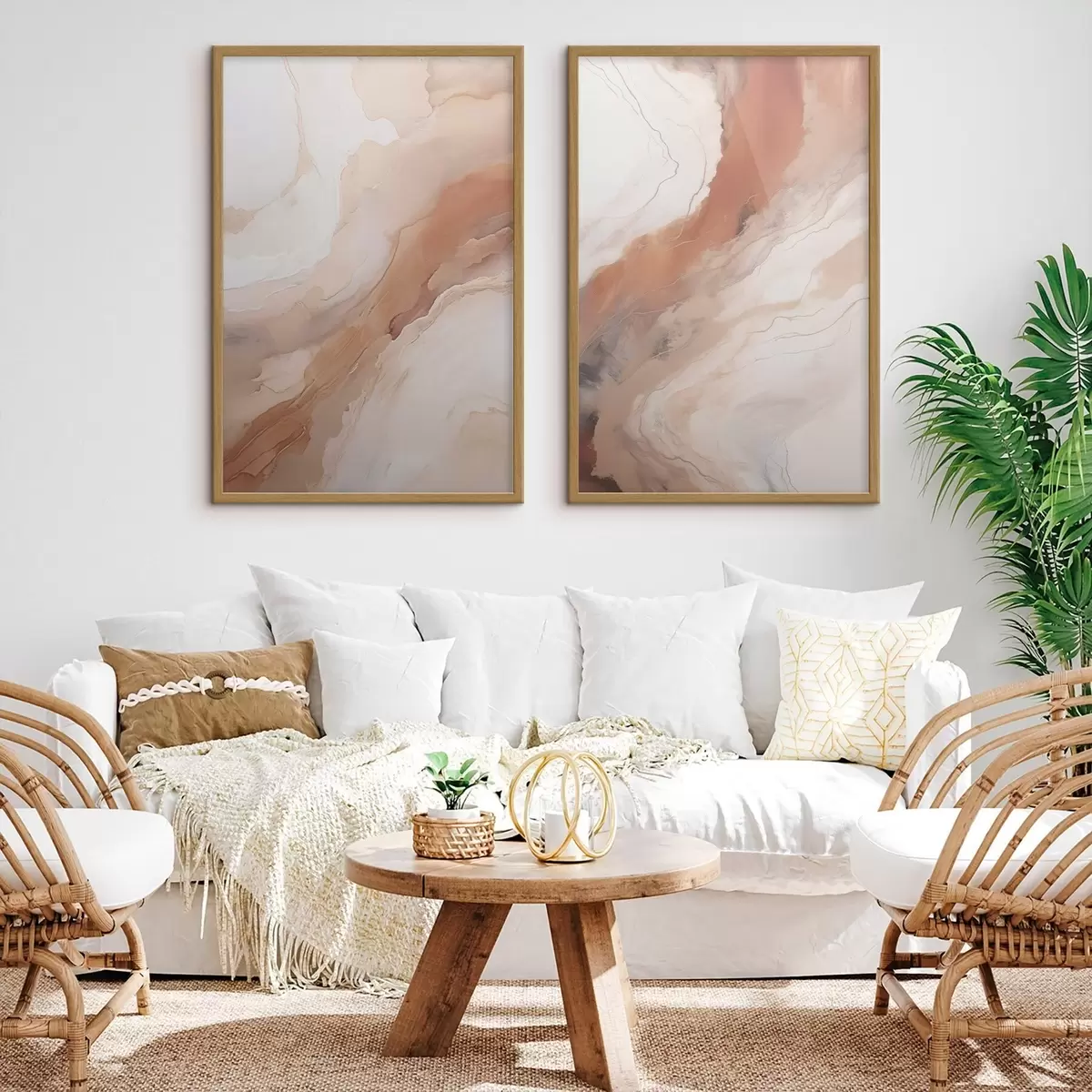 Poster Béžové a terakotové vrstvy v technice „fluid art“ d31089