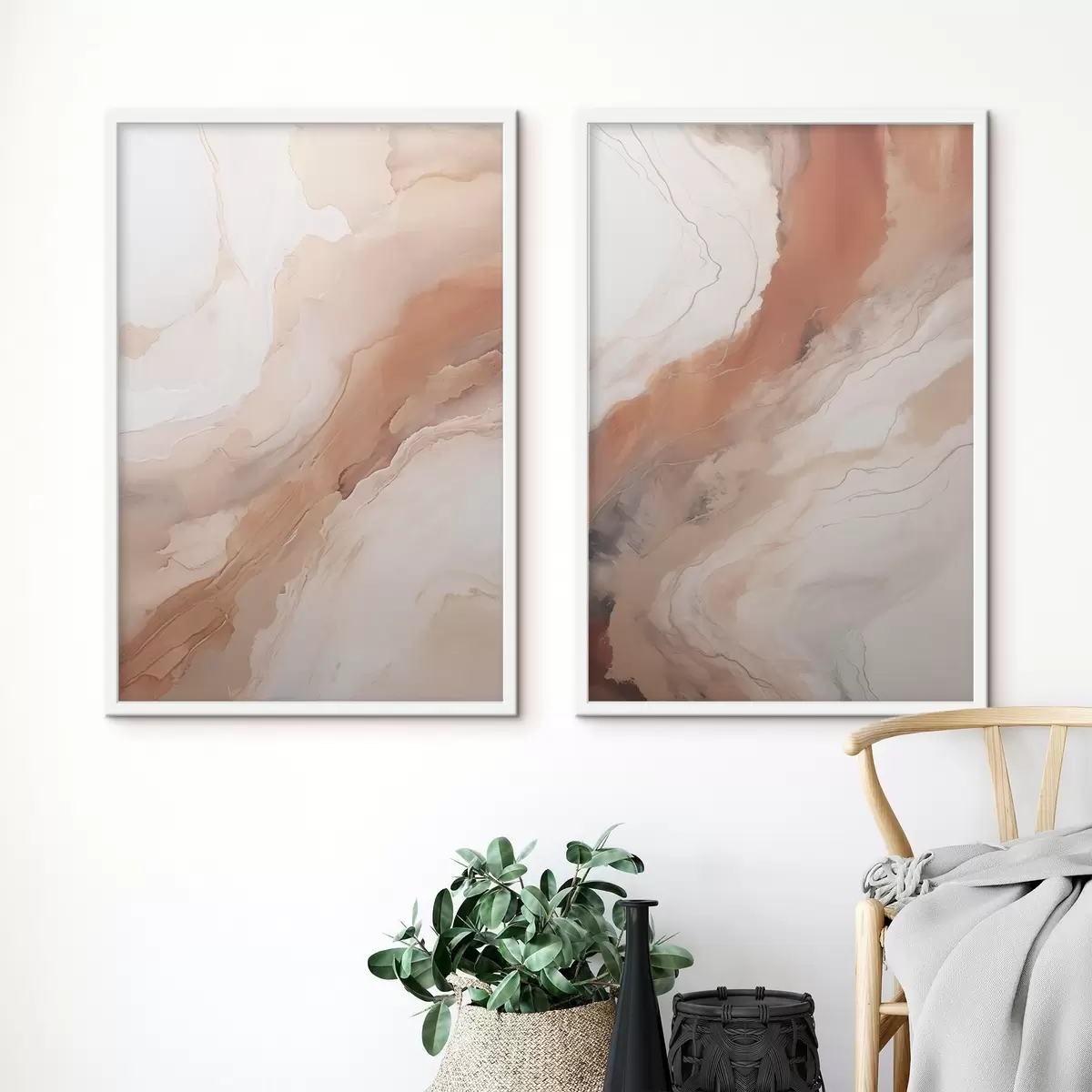 Poster Béžové a terakotové vrstvy v technice „fluid art“ d31089