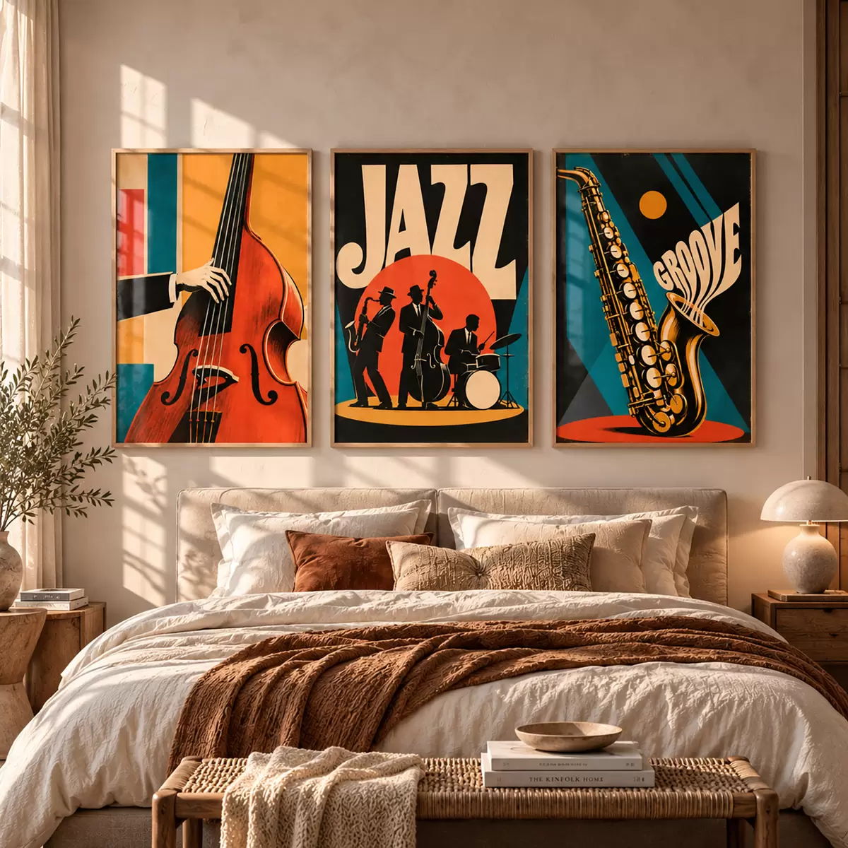 Poster Retro hudební motivy v zářivých barvách d31115