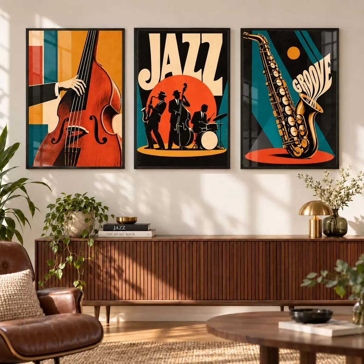 Poster Retro hudební motivy v zářivých barvách d31115